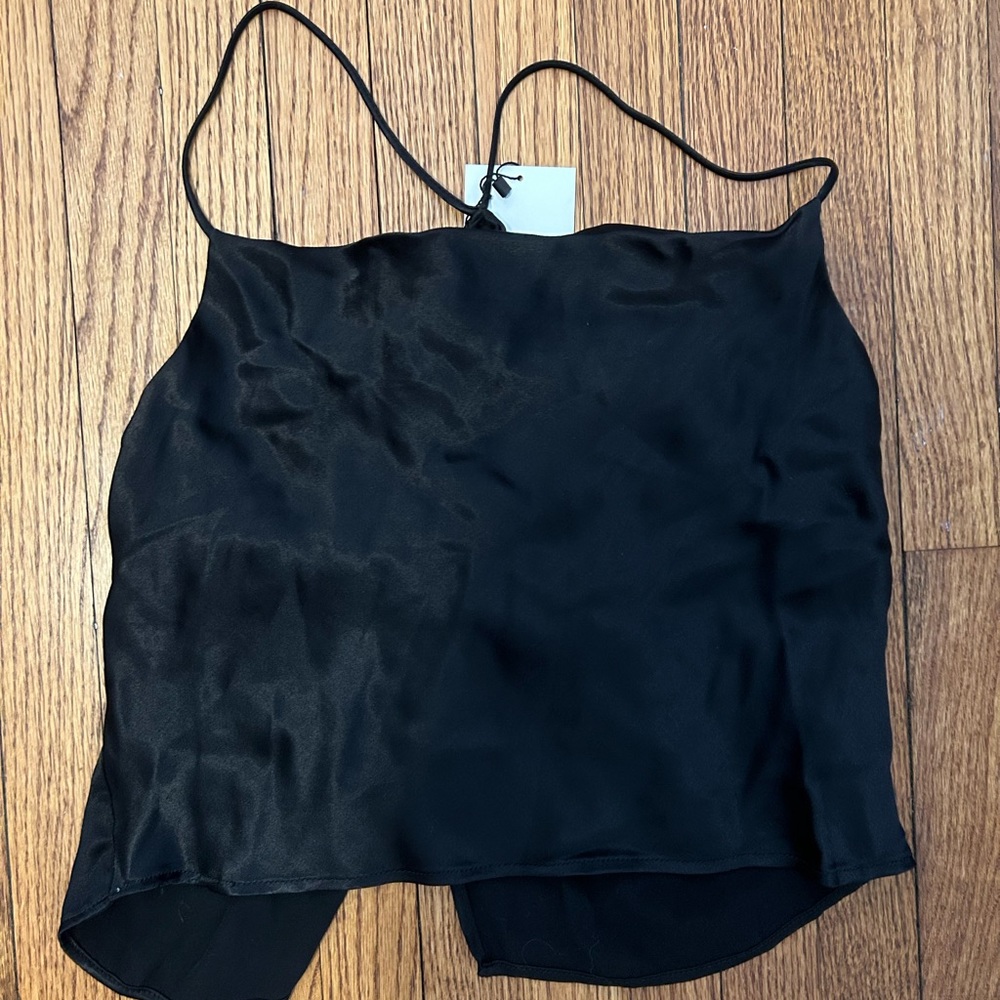 Zara open back satin blouse
